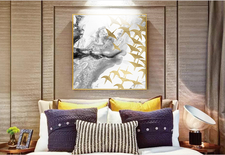 輕奢客廳臥室餐廳走廊玄關掛畫晶瓷畫 純手繪油畫 燕歸巢