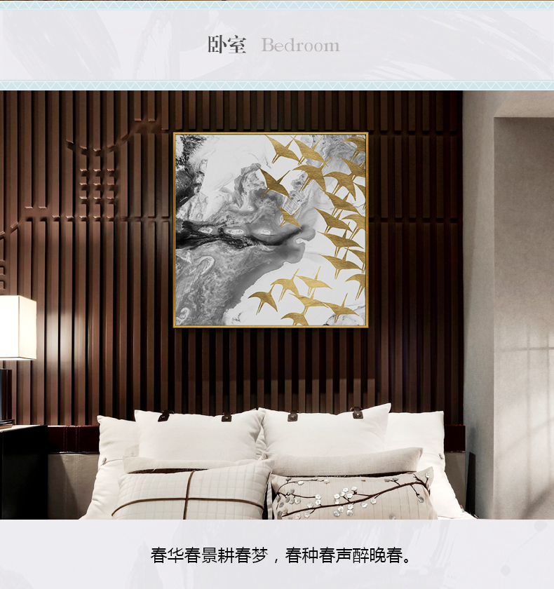 輕奢客廳臥室餐廳走廊玄關掛畫晶瓷畫 純手繪油畫 燕歸巢