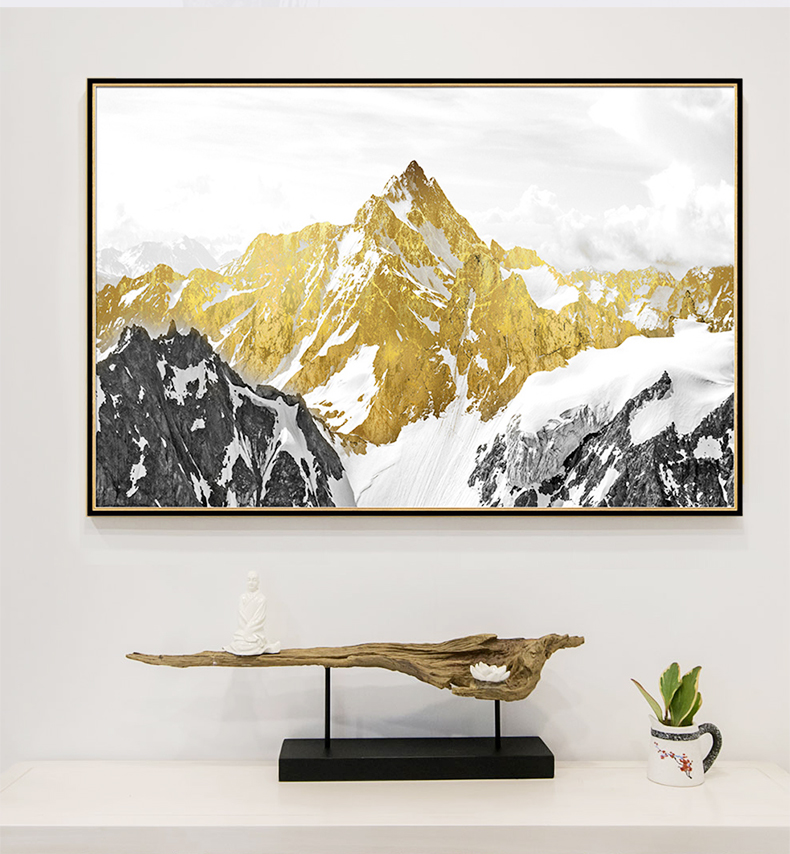 現(xiàn)代油畫 客廳別墅沙發(fā)背景墻掛畫 靠山招財畫 純手繪油畫 雪山圣景（單）