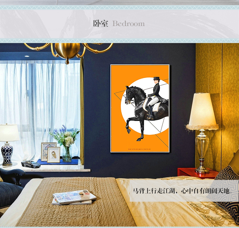 現(xiàn)代簡約客廳裝飾畫 歐式玄關(guān)走廊壁畫 法式晶瓷畫 純手繪油畫 馬背上的女子