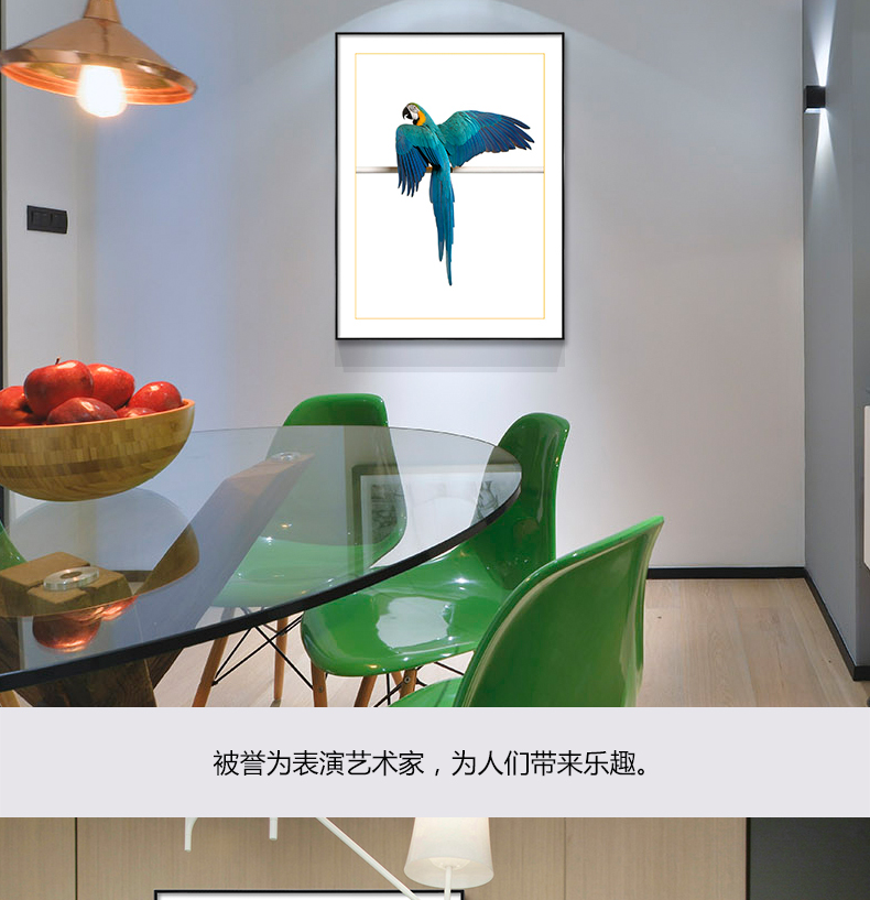 歐式輕奢動(dòng)物組合掛畫(huà) 臥室餐廳裝飾畫(huà)晶瓷畫(huà)  純手繪油畫(huà) 金剛鸚鵡